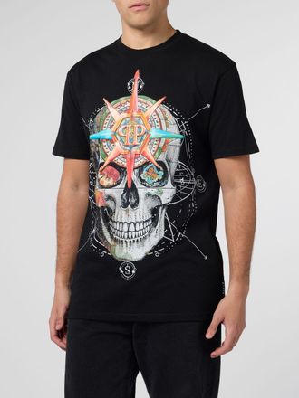 Philipp Plein T-shirt girocollo in cotone con skull