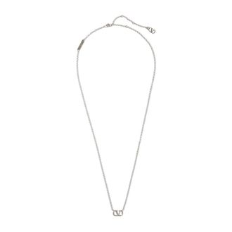 Valentino Garavani Necklaces, male, Gray, ONE SIZE, Silver VLogo Signature Necklace