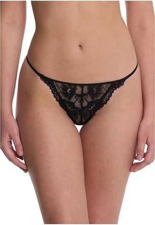 Natori Fleur Thong Womens Underwear Black : M (Womens 10-12), Elastane/Nylon