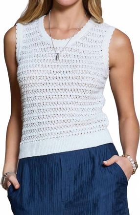 Current Air Crochet Knit Tank Blouse In White