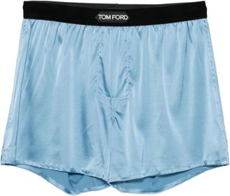Tom Ford Logo-Waistband Boxers - Heren - Onderbroek - Blauw - XL - Satijn - Ondergoed