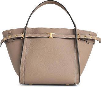 Tod's Shopping Tim Small Beige Leather Bag