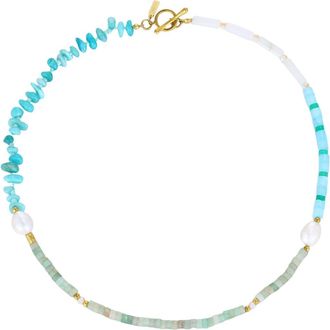 st. Moran Beaded Freshwater Pearl Necklace in Turquoise/white at Nordstrom