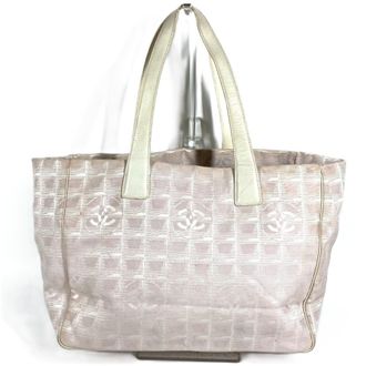 Chanel Beige Nylon Leather Tote Bag (Pre-Owned)