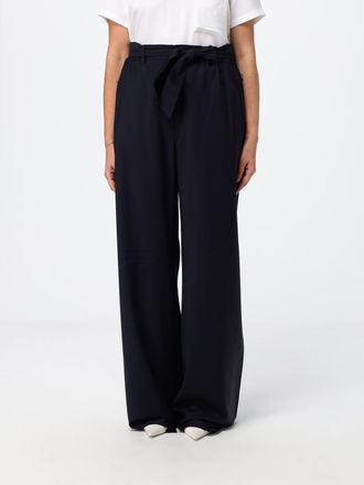 Max Mara Wide Leg Virgin Wool Trousers with Tie Belt at the Waist