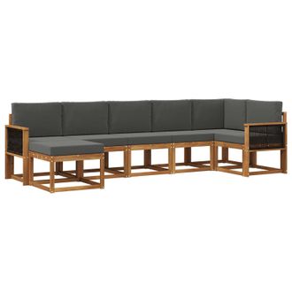 vidaXL Conjunto De Sof&aacute;s De Exterior 7 Pcs Natural Y Antracita Vidaxl