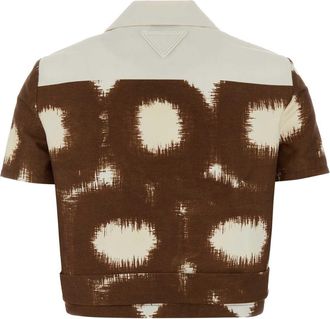 Prada Womens Printed Cotton Shirt Brown Exterior