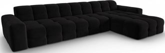 BLOOMINGLOFT 5-Sitzer Design Ecksofa Kendal Bezug: Schwarz