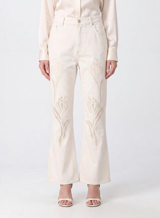 Marni Jeans flared a vita alta in denim di cotone con inserti in pizzo