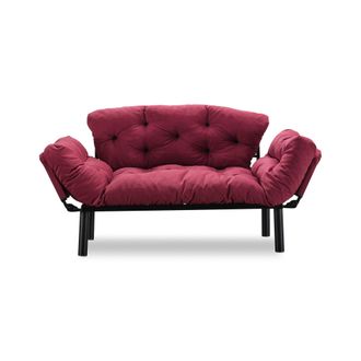 Dmora Sof&aacute; Cama 2 Plazas Guchol, Con Almacenaje, Reclinable, Brazos, 155x70 Cm Rojo