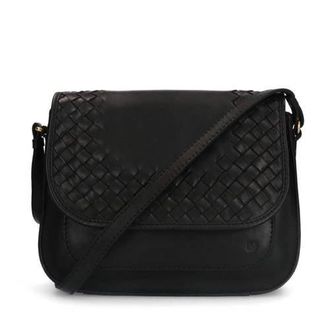 Manfield leren crossbody tas zwart