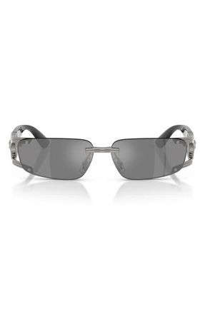 Versace 59mm Rectangular Sunglasses in Gunmetal/grey Mirror Silver at Nordstrom