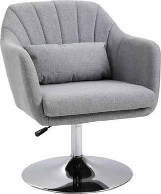 HOMCOM Stylish Retro Linen Swivel Tub Chair Steel Frame Cushion Seat Light Grey | TJ Hughes