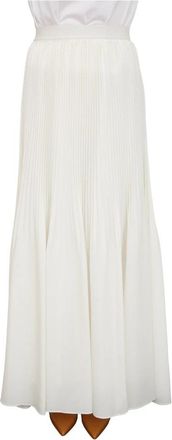 Twinset Geplooide Maxi Rok van Cr&ecirc;pe de Chine - Dames - Maxi Rokken - Wit - XS - Polyester - Rokken