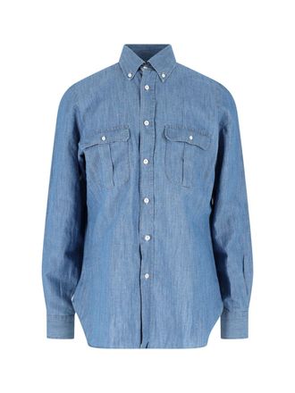 Finamore Light Blue Zurigo Cotton Linen Shirt