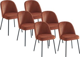 Vente-Unique Conjunto de 6 sillas de pana y metal negro - Terracota - ALPALI