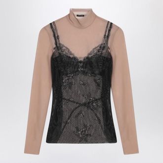 Balenciaga And Light Beige Trompe LOeil Lingerie Top