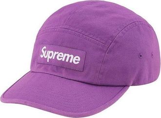 SUPREME Washed Chino Twill Camp Cap Purple White SUP-SS21-436
