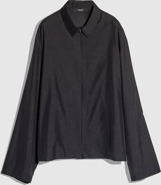 Gucci Technical Poplin Zipped Shirt, Size 44, Black, Ready-to-wear