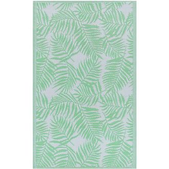 Beliani Alfombra Verde Claro Blanco 120 X 180 Cm Con Hojas De Palmera Kota