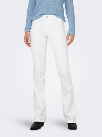 Only Bootcut-Jeans ONLY ONLBLUSH MID FLARED DNM REA0730 NOOS, Damen, Gr. XS (34), L&auml;nge 34, weiss (wei&szlig;), Denim/Jeans, Obermaterial: 92% Baumwolle, 6% Elas