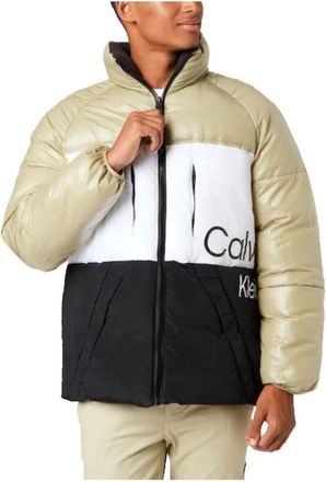Calvin Klein Colorblock Puffer Jacket - Heren - Gewatteerde jassen - Wit - L - Jassen