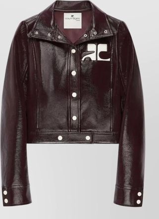 Courr&egrave;ges vinyl cropped high-collar jacket