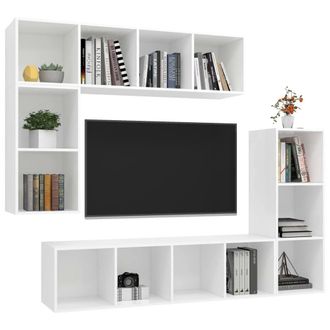 Berkfield Home Practical 4 Piece TV Cabinet Set White Engineered Wood
