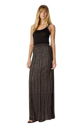 Missoni Long Skirt With Lam&eacute; Stripes in Black & Brown at Nordstrom, Size 42 It