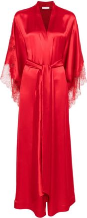 Carine Gilson Abito da sera in seta e pizzo Calais Caudry - Rosso