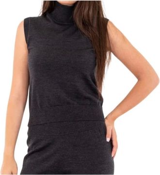 Alpha Studio Tops, Dames, Grijs, M, Mezzo Collo Timeless Smanicato