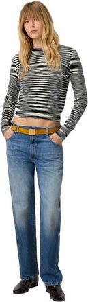 Missoni Crew Neck Sweater With Flame Pattern in Black & White at Nordstrom, Size 40 It