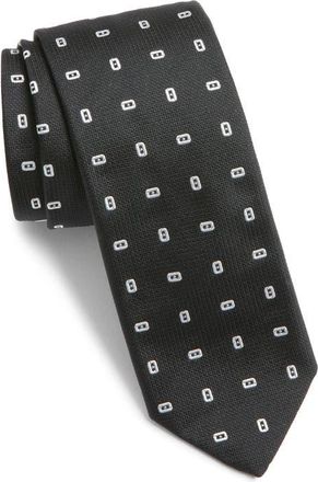 BOSS Embroidered Silk Tie in Black at Nordstrom