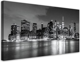 Feeby Impresi&oacute;n De Imagen, Panorama De La Ciudad De Nueva York Por La Noche, 100x50