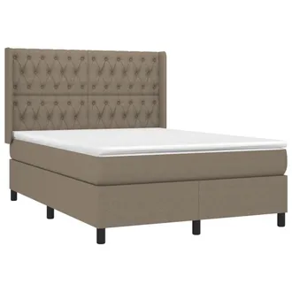 vidaXL Vidaxl Letto A Molle Con Materasso E Led Tortora 140x190 Cm In Tessuto