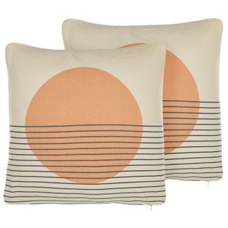 Beliani Conjunto De 2 Cojines De Poli&eacute;ster Algod&oacute;n Mezcla Multicolor Patr&oacute;n Abstracto Suave 45 X 45 Cm Accesorio Decorativo Moonflower