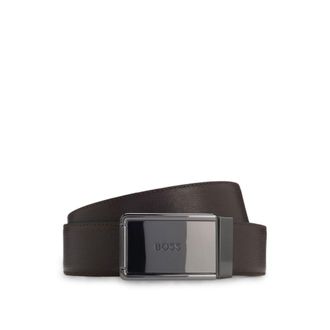 BOSS Reversible leather belt with pin and plaque buckles