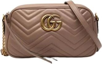 Gucci Pre-owned Quilted Leather Crossbody Bag - Dames - Vintage Schoudertas - Bruin - ONE Size - Leer - Vintage