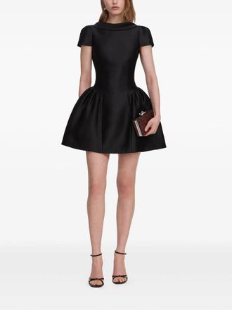 Self Portrait Black Taffeta Collared Mini Dress