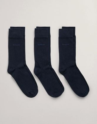 GANT Mens GANT Mens Soft Cotton Socks 3-Pack - 410 Marine - Navy - Size: 9/9.5/10/10.5/11