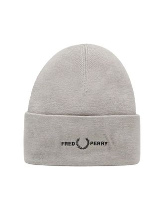 Fred Perry Womens Fred Perry Graphic Logo Concrete Grey Beanie - Size: ONE size