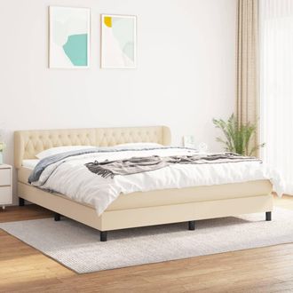 vidaXL Vidaxl - Cama Box Spring Con Colch&oacute;n Tela Color Crema 180x200 Cm