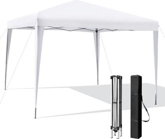 Costway Costway Carpa Plegable 3x3, Cenadores Para Jardin Pop Up, Pabell&oacute;n Altura Ajustable, Bolsa De Transporte, Playa, Camping, Patio Y Mercado (blanco)