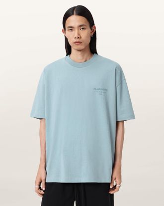 AllSaints Cotton Xander Flocked Logo Oversized T-Shirt, Size: XXL