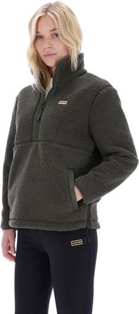 Hunter Tiorga 1/4 Zip Borg Fleece Mens Green Zip Neck Pullovers - Dark Green - Size X-Small