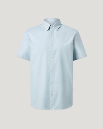 Belstaff Short Sleeve Street Shirt Mens Compact Cotton Oxford Sky Blue Size 2XL