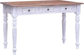 vidaXL Escritorio Con Cajones Madera Maciza Caoba Blanco 117x57x75 Cm Vidaxl