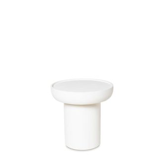 Koketto Home Mesa auxiliar redonda madera blanca efecto cemento de 50cm