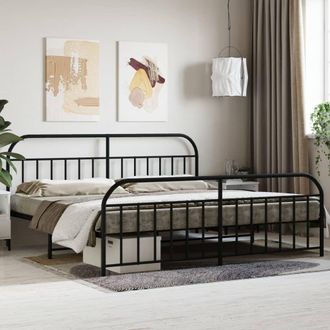 Berkfield Home Metal Bed Frame with Headboard & Footboard Black 193x203 cm