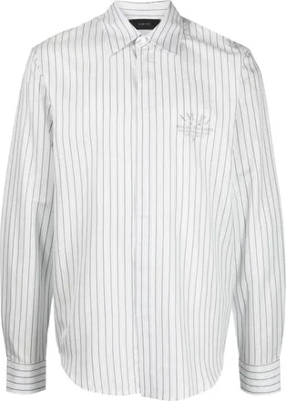 Amiri logo-embroidered striped shirt - men - Viscose/Modal/Cotton - 50 - White